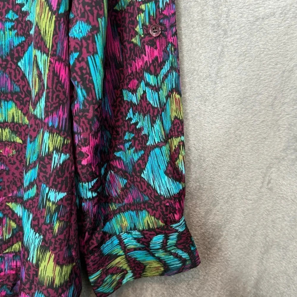 Bonnie & Norma XL Shirt Top Purple Boho V Neck Tab Long Sleeve Casual Womens - Picture 2 of 7